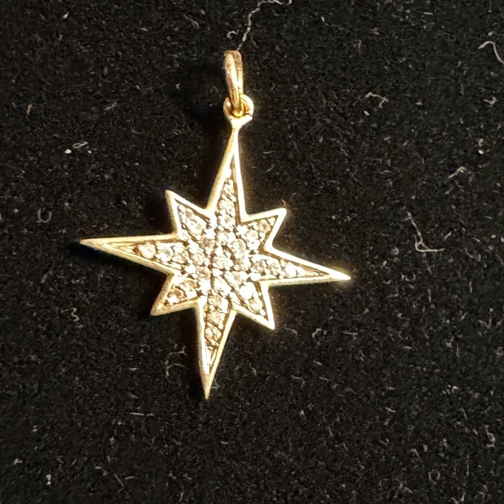 10k yellow gold diamond pave star pendant - Picture 2 of 5